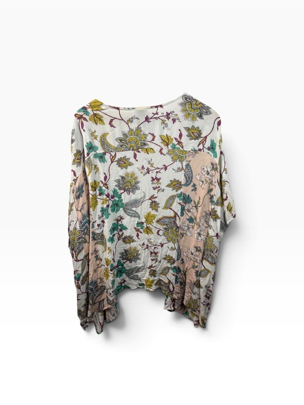 Daytrip Floral Open Front Cardigan Sweater Womens Size L Multicolor Rayon Knit - Picture 2 of 7
